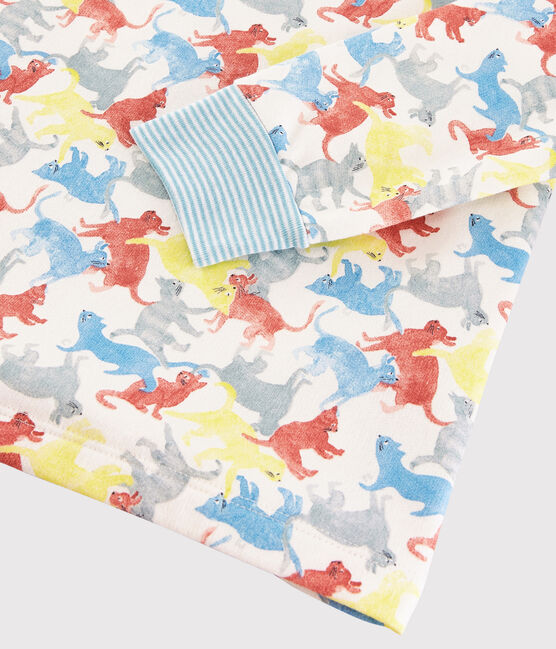 FMolton pyjama met kattenprint voor jongetjes wit MARSHMALLOW/wit MULTICO