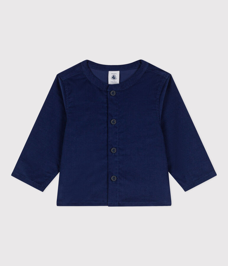 Chemise manches longues b&eacute;b&eacute; en velours extra fin bleu