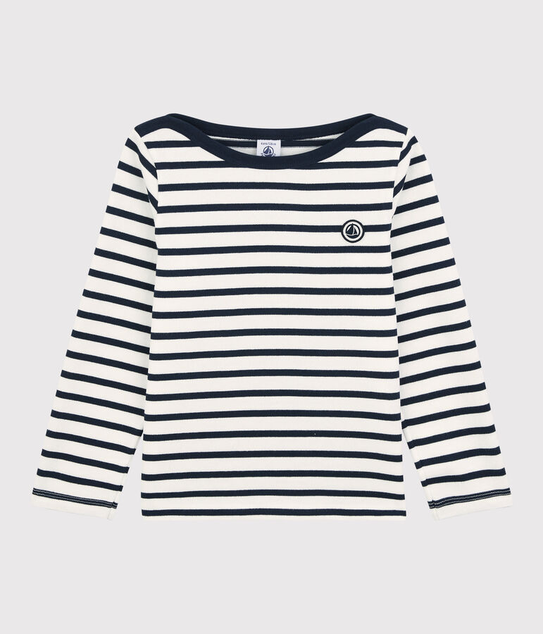 Marini&egrave;re en coton enfant fille / gar&ccedil;on blanc MARSHMALLOW/bleu SMOKING