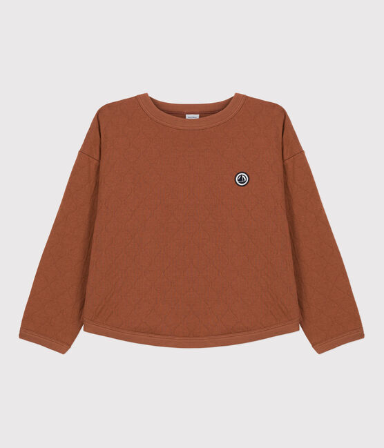 sweatshirt in doorgestikte tubic voor Meisjes / Jongens bruin CINA