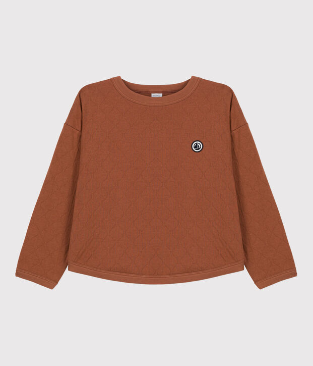 sweatshirt in doorgestikte tubic voor Meisjes / Jongens bruin