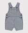 Gestreepte korte salopette voor baby's blauw MEDIEVAL/wit MARSHMALLOW