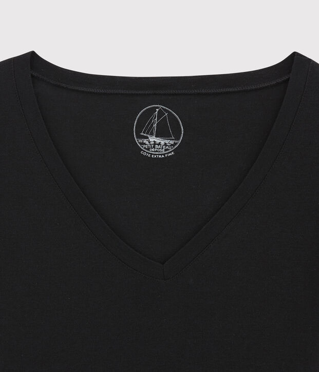 Licht geribd Dames T-shirt zwart
