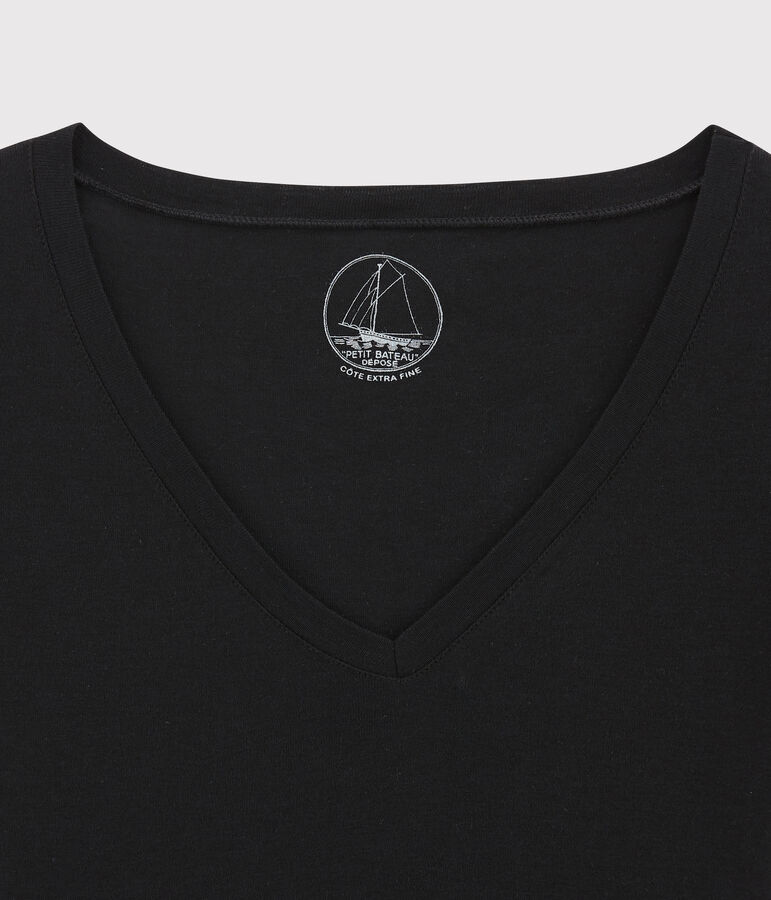 Licht geribd Dames T-shirt zwart NOIR