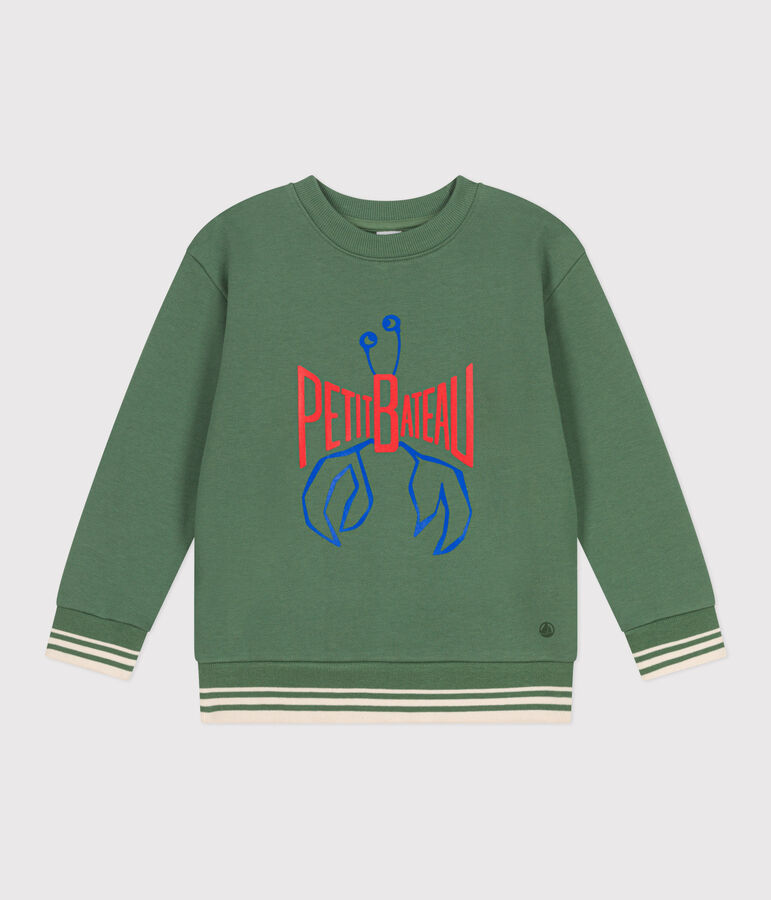 Sweatshirt enfant mixte en coton mprim&eacute; vert