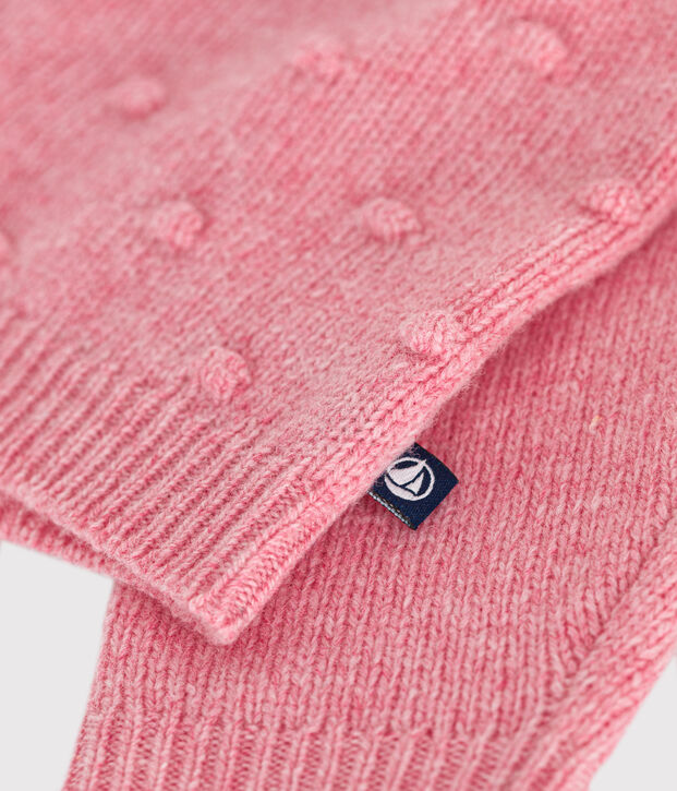 Babycardigan in tricot met wol roze