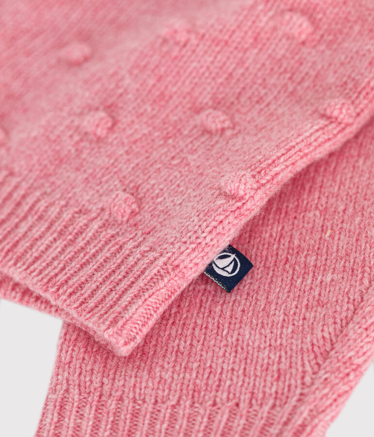 Babycardigan in tricot met wol roze