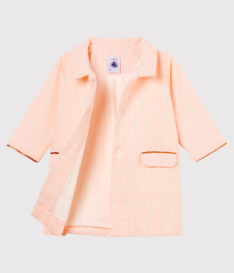 Gestreepte mantel voor babymeisjes wit/roze