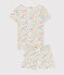 Pyjacourt fleurs en coton petite fille blanc MARSHMALLOW/blanc MULTICO