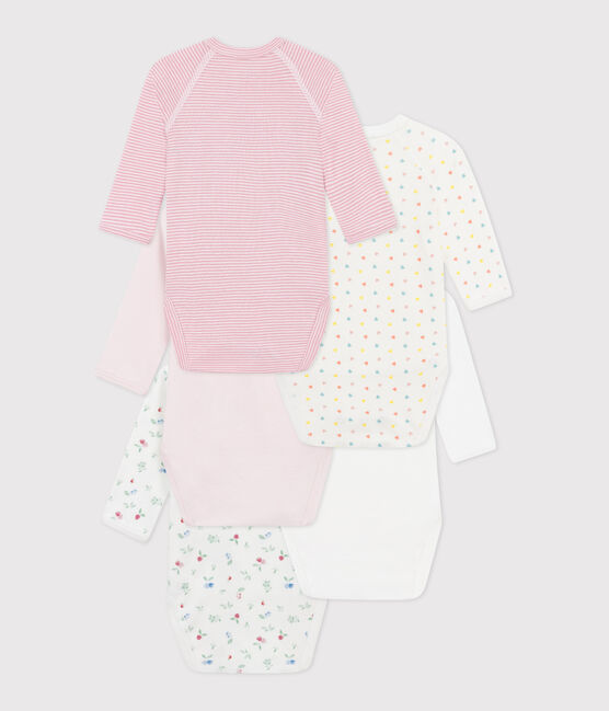 Set van 5 katoenen babyrompertjes met lange mouwen en print variante 1