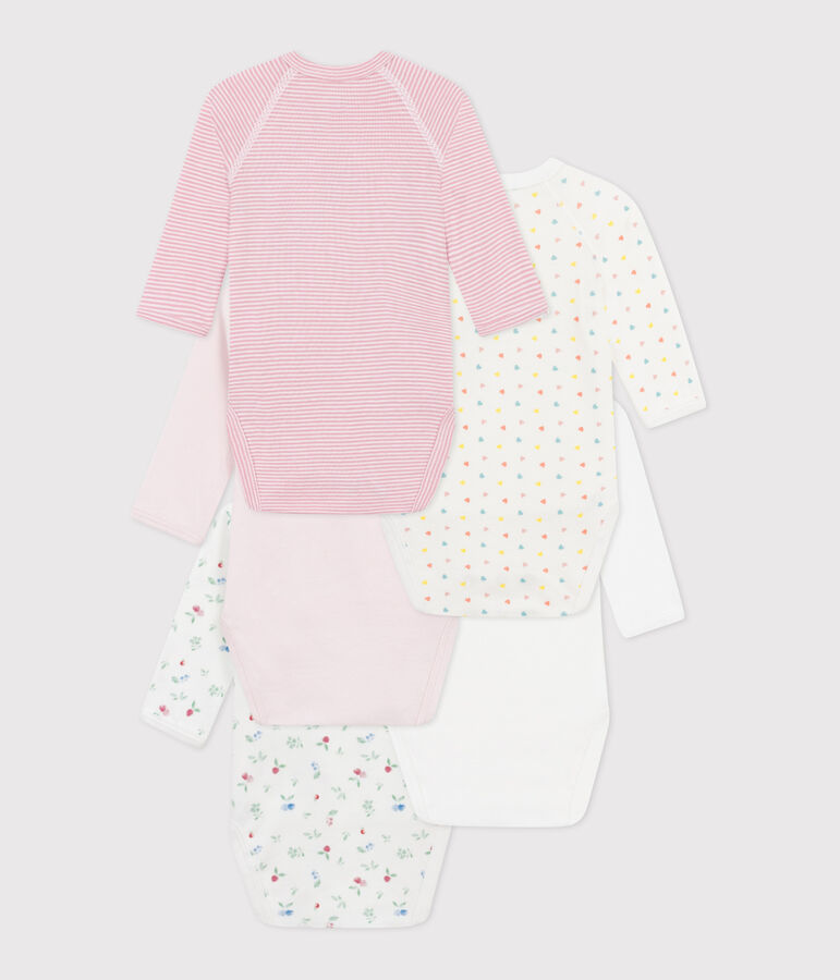 Lot de 5 bodies crois&eacute;s manches longues en coton imprim&eacute; b&eacute;b&eacute; variante 1