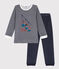 Fluwelen pyjama voor kleine meisjes en jongens blauw SMOKING/wit MARSHMALLOW