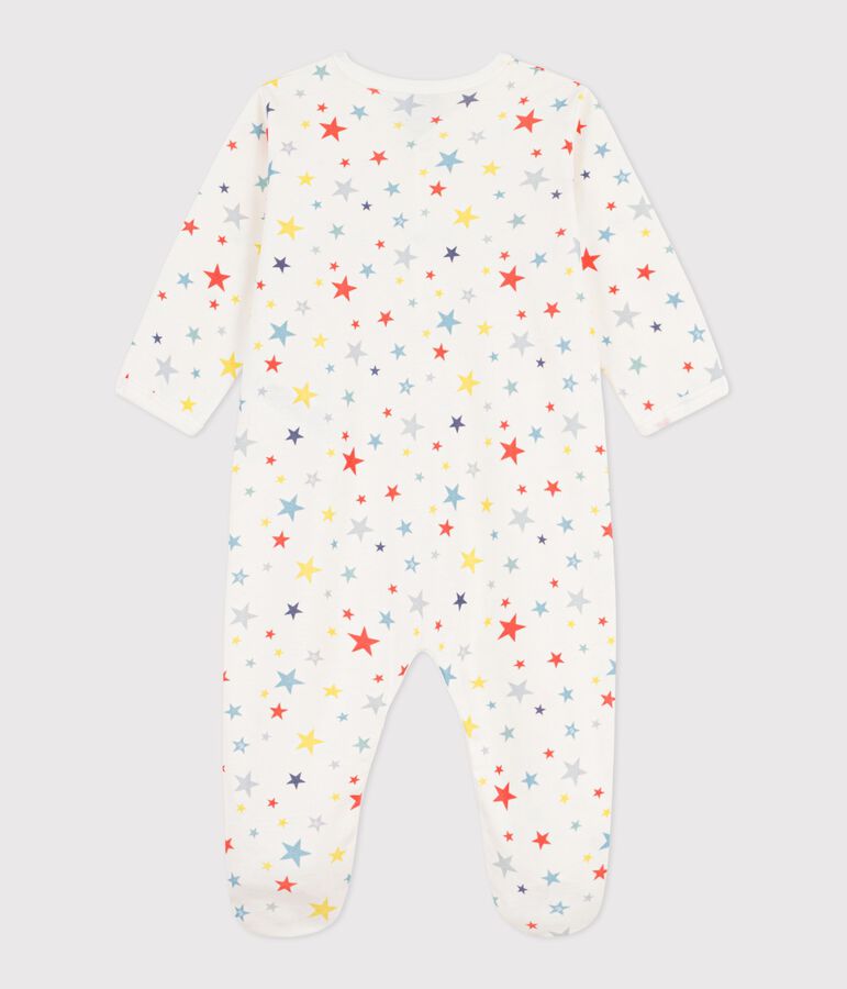 Katoenen babypyjama met sterrenprint wit/multicouleur