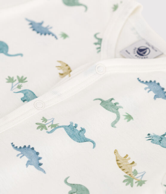 Combinaison courte bébé en coton dinosaures blanc MARSHMALLOW/blanc MULTICO