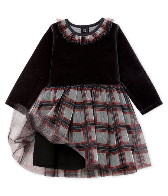 Robe manches longues bi-matière bébé fille noir NOIR/blanc MULTICO