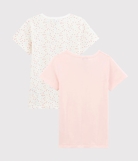 Set van 2 T-shirts van biologisch katoen met korte mouwen en meerkleurige stippen voor kleine meisjes variante 1