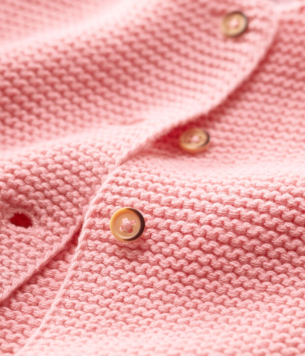 Cardigan laine et coton b&eacute;b&eacute;. rose