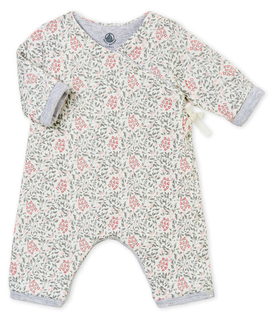 Gewatteerd pakje met dessin voor babymeisjes wit MARSHMALLOW/wit MULTICO