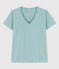 Tee-shirt LE DROIT col V en coton Femme vert BOB