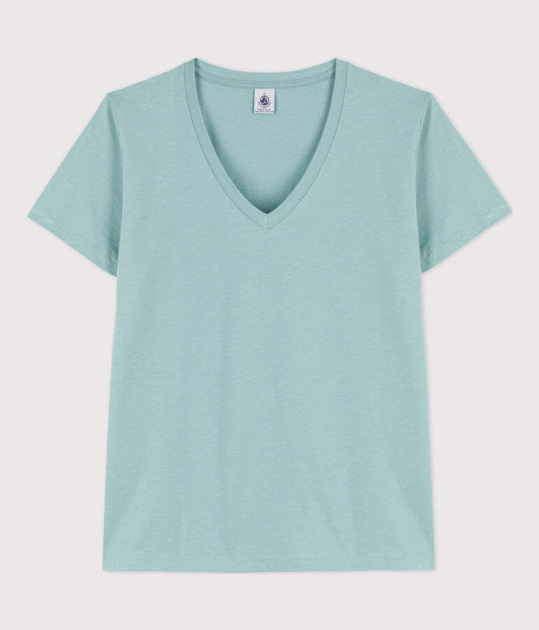 Tee-shirt LE DROIT col V en coton Femme vert
