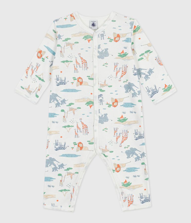Pyjama b&eacute;b&eacute; en coton sans pieds imprim&eacute; savane blanc/multicouleur