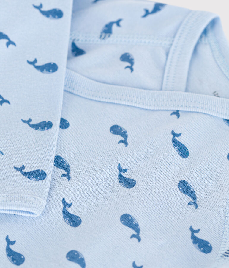 Katoenen overslagbody met lange mouwen voor baby's blauw TOUDOU/ ALASKA