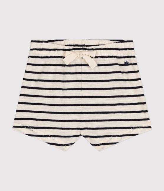 Babyshort van gevlamde jerseystof wit AVALANCHE/blauw SMOKING