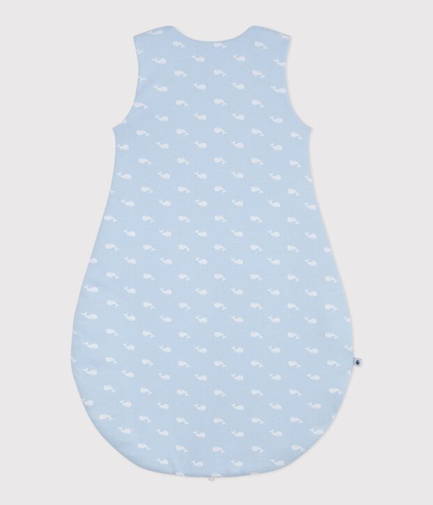 Katoenen babytrappelzakje met walvisprint TOG 2.5 blauw/wit