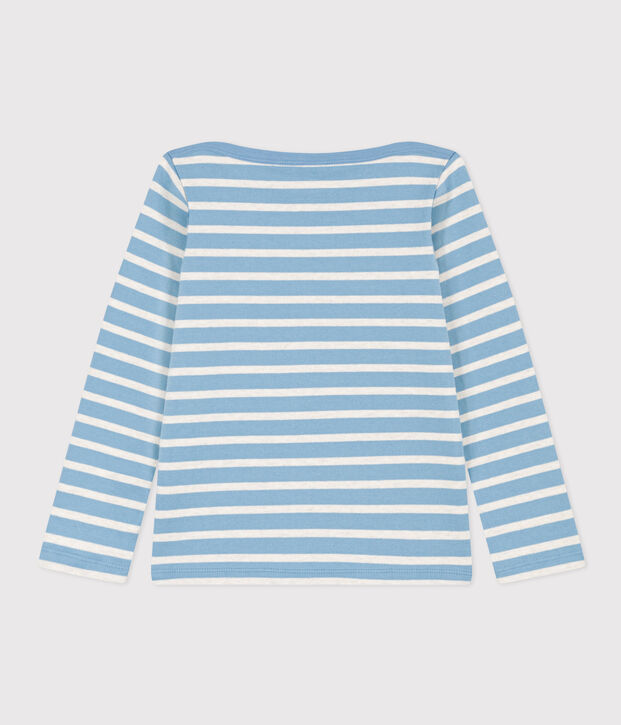 Iconisch marinetruitje in katoen voor meisjes/jongens blauw/beige