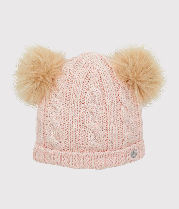 Meisjesmuts roze/grijs
