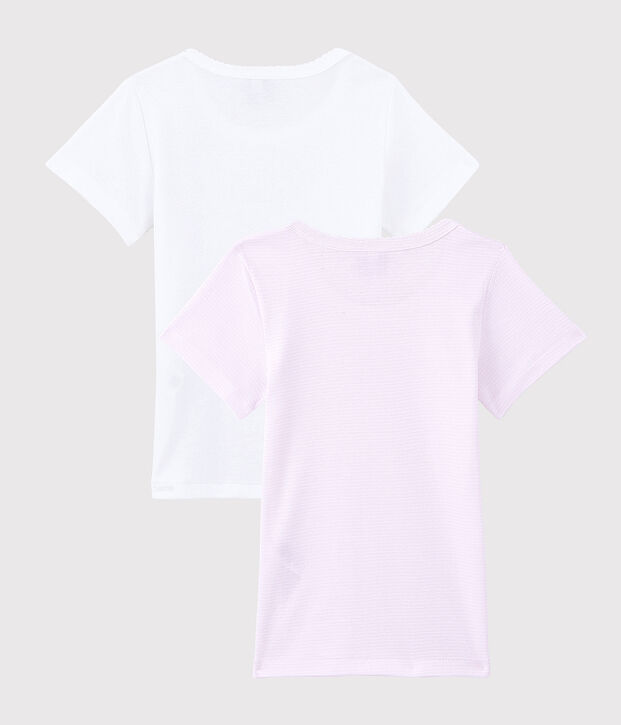 Set van 2 roze T-shirts van biologisch katoen met korte mouwen voor meisjes multicouleur