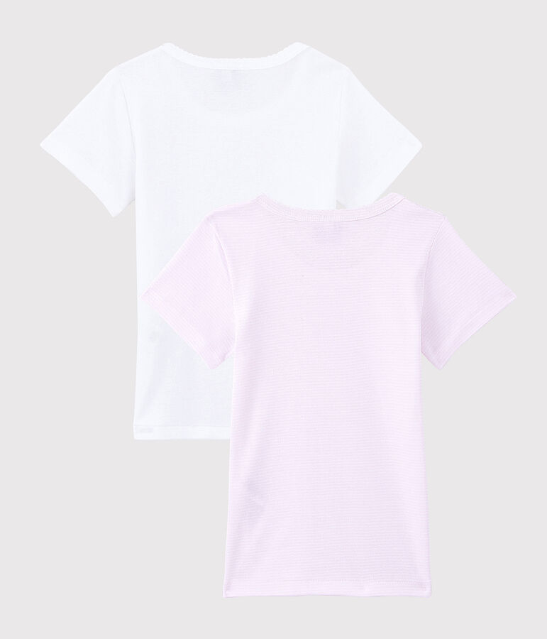 Set van 2 roze T-shirts van biologisch katoen met korte mouwen voor meisjes variante 1