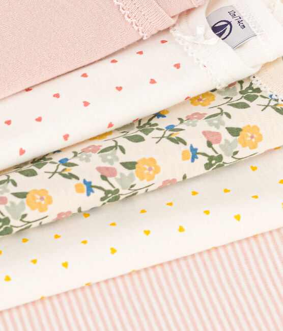 Lot de 5 bodies manches courtes fleurs en coton bébé variante 1