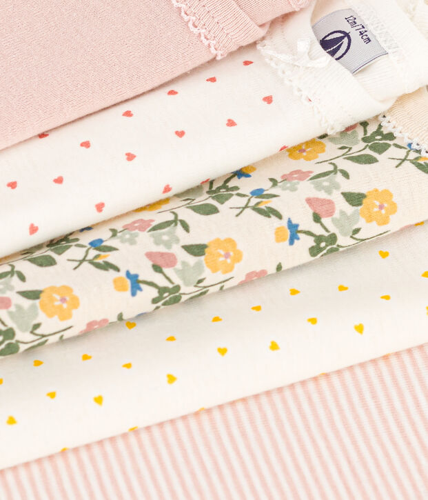 Set van 5 body's met korte mouwen en bloemenprint in katoen multicouleur