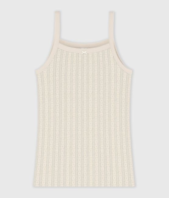 Dameshemd met bandjes in opengewerkt katoen ecru MILK