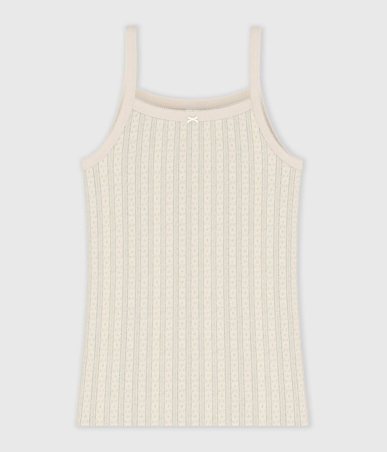 Chemise &agrave; bretelles femme en coton ajour&eacute; &eacute;cru