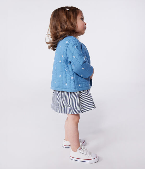 Babyjasje van gewatteerd katoen met bloemenprint blauw ALASKA/wit MARSHMALLOW