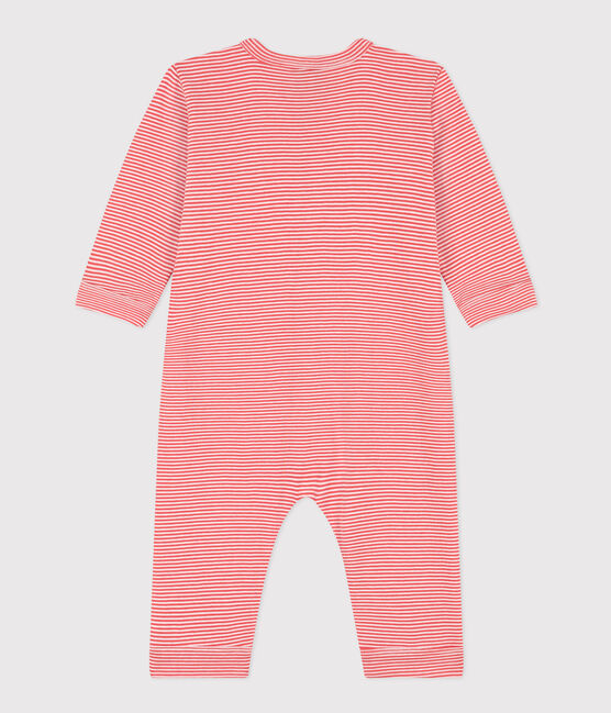 Pyjama bébé sans pieds milleraies en coton orange ABRICOT/ MARSHMALLOW