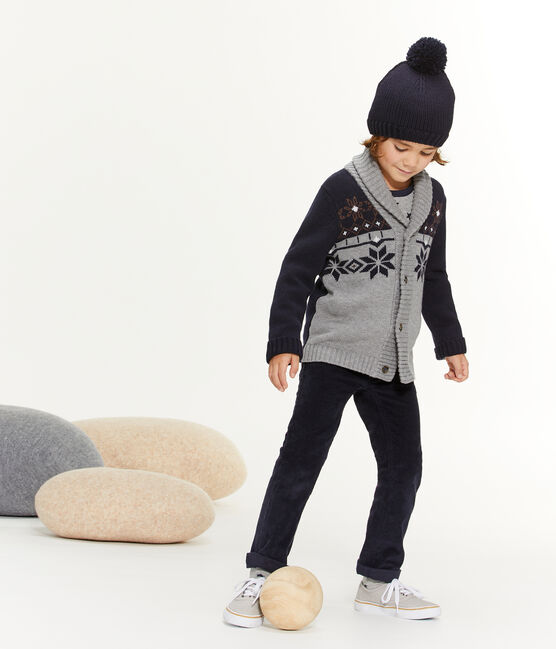 Tricot cardigan jongens grijs SUBWAY/blauw SMOKING/ CUIVRE