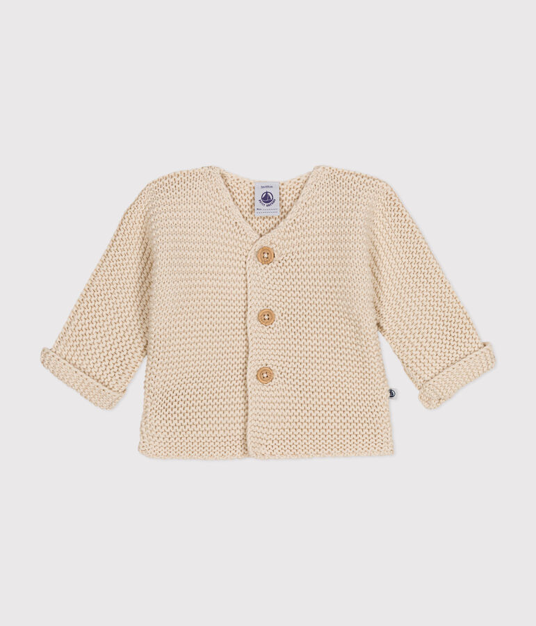 Cardigan en tricot point mousse b&eacute;b&eacute; &eacute;cru