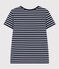 DE STRAIGHT-FIT, T-shirt voor dames met ronde hals in biokatoen blauw SMOKING/wit MARSHMALLOW