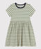 Robe rayée manches courtes en coton enfant fille vert CROCO/ AVALANCHE
