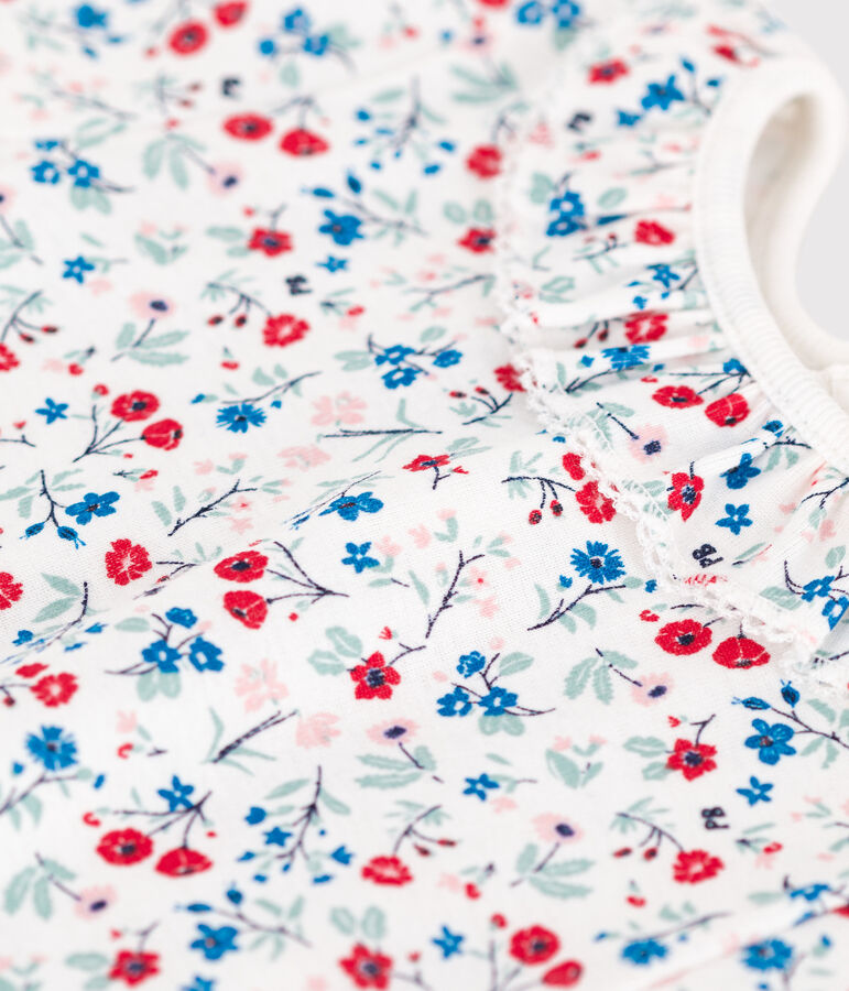 Body &agrave; manches courtes b&eacute;b&eacute; en coton, imprim&eacute; fleuri blanc/multicouleur