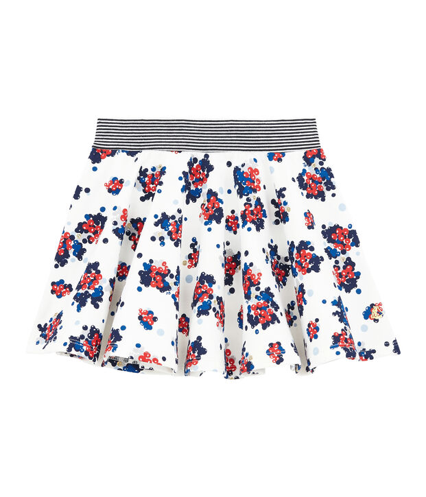 Meisjesrok in molton wit/multicouleur