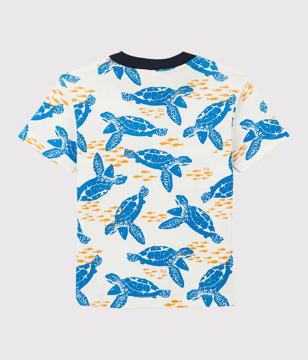 Katoenen T-shirt met korte mouwen voor jongens wit/multicouleur