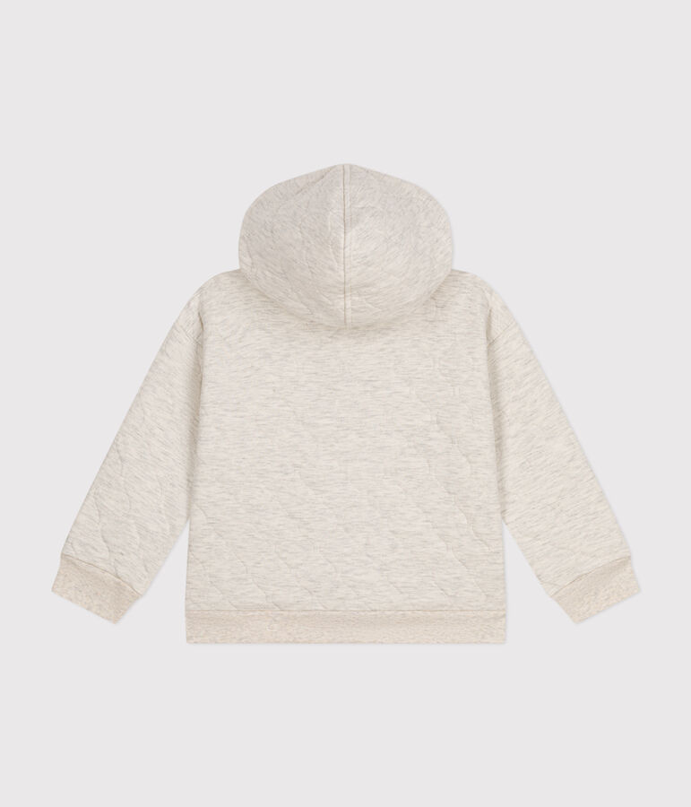 Sweatshirt zipp&eacute; &agrave; capuche en tubique matelass&eacute; enfant fille / gar&ccedil;on beige