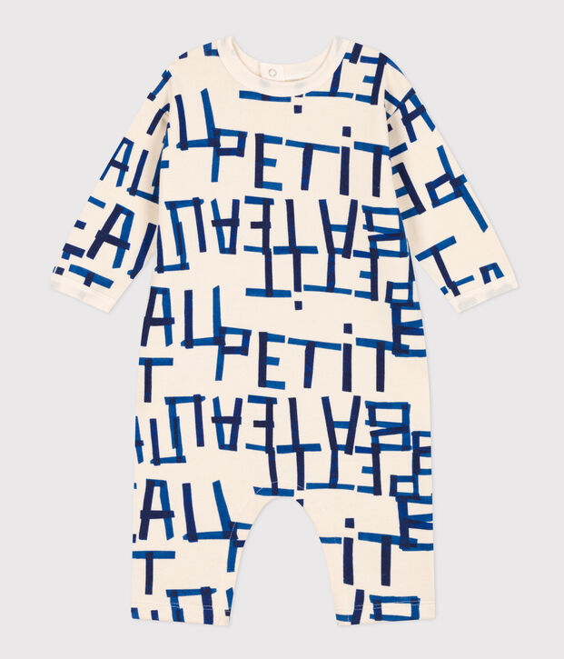 Lang pakje in molton met print voor baby's ecru/multicouleur