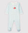 Blauwe katoenen pyjama met gingham-ruit voor babymeisjes wit MARSHMALLOW/blauw JASMIN