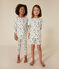 Katoenen pyjamashort met Parijsprint voor kinderen wit MARSHMALLOW/wit MULTICO