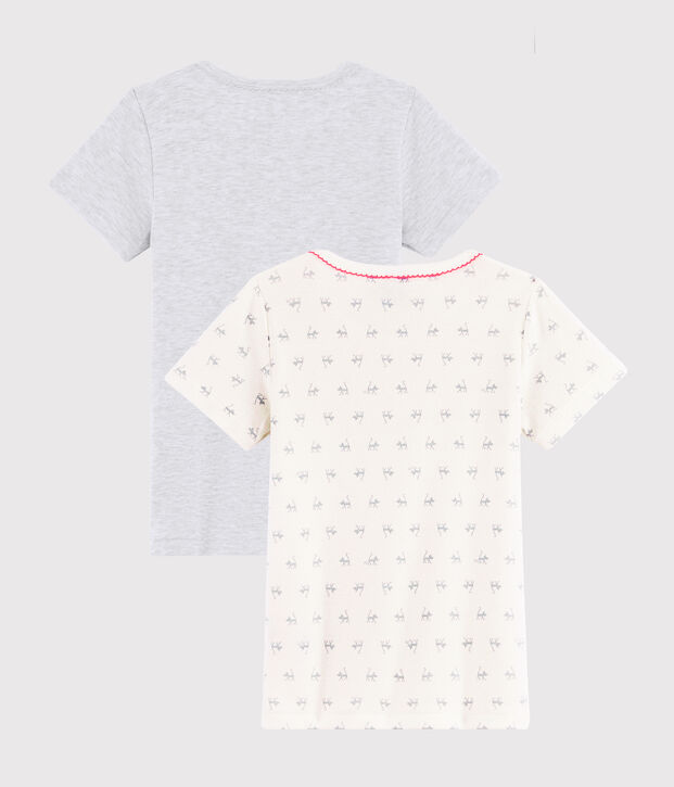 Set van twee T-shirts met korte mouwen voor meisjes met kattenprint multicouleur